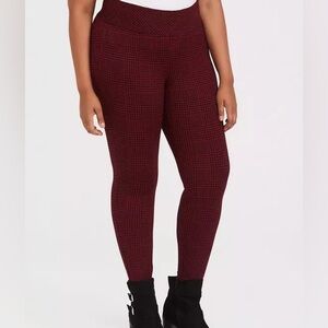 TORRID Studio Ponte Slim Fix Pixie Pant - Red Plaid Houndstooth